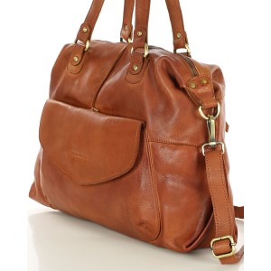 11A. Praktische Bowlingtasche Schultertasche für Damen im Schwarz & Braun aus echtem italienischen Leder